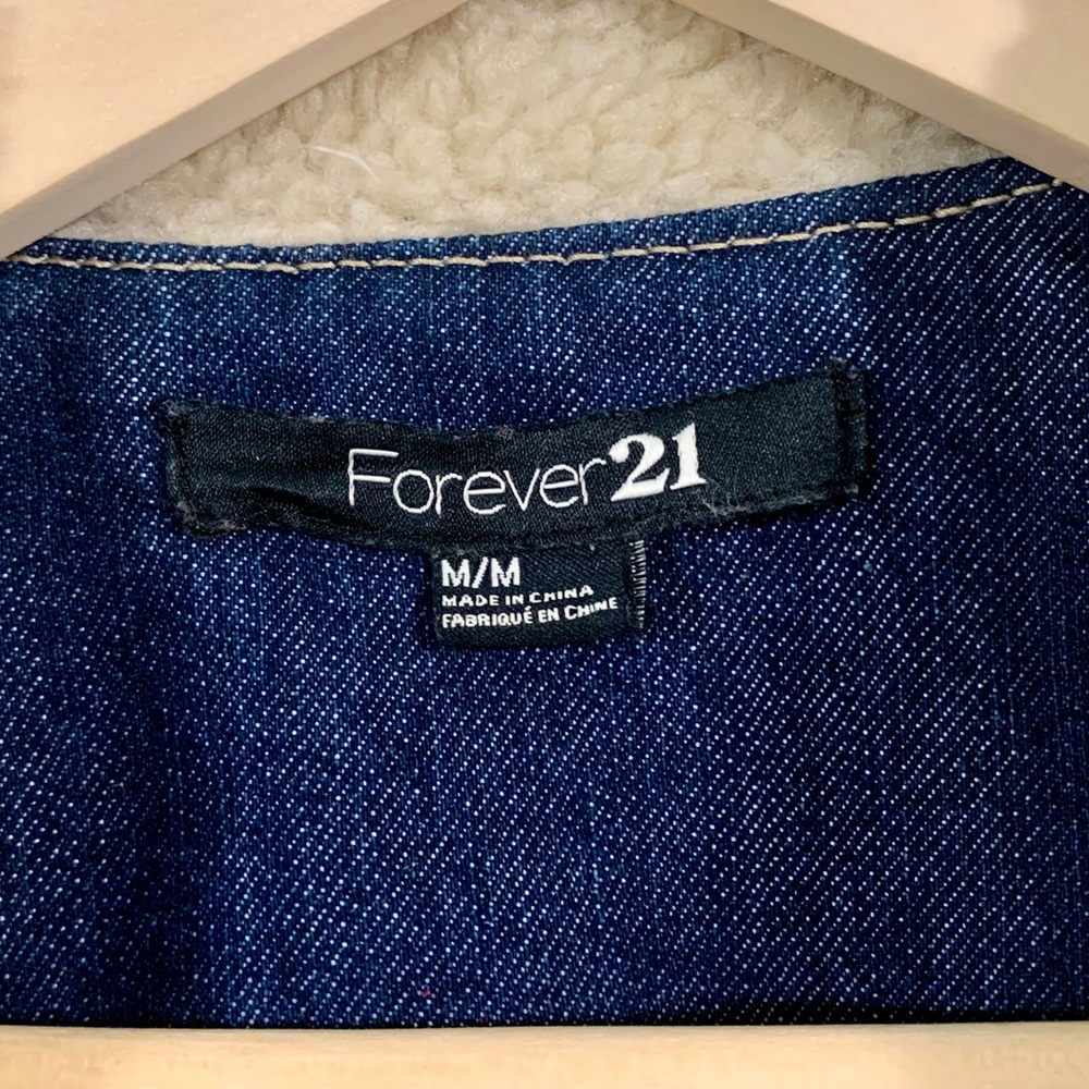 Vegan Shearling Dark Denim Moto Jacket - Picture 5 of 6